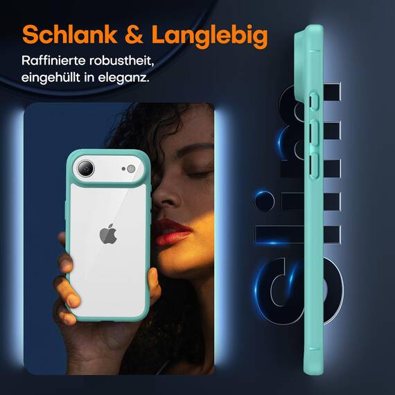 TAURI für iPhone Air Hülle 6,5" mit Panzer Schutz Glas Folie, Vollständiger Kameraschutz, [Anti-Vergilbung] Stoßfest Militärstandard Transparent Handyhülle für 17 Air - Grün