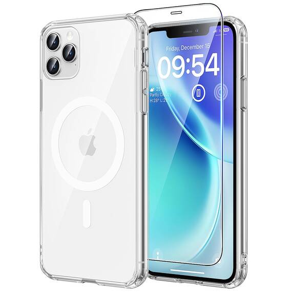 TAURI für iPhone 11 Pro Hülle 5,8" mit Panzer Schutz Glas Folie, Kompatibel mit MagSafe, Schutz nach Militärstandard, [Anti-Vergilbung] Stoßfest Magnetisch Handyhülle - Durchsichtig