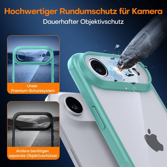 TAURI für iPhone Air Hülle 6,5" mit Panzer Schutz Glas Folie, Vollständiger Kameraschutz, [Anti-Vergilbung] Stoßfest Militärstandard Transparent Handyhülle für 17 Air - Grün