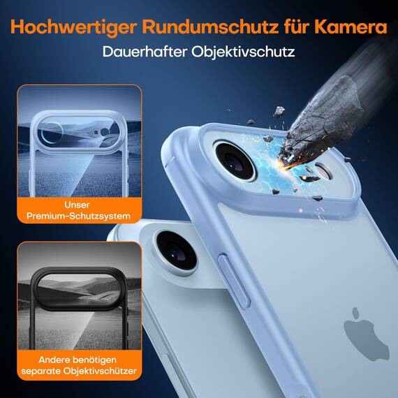 TAURI für iPhone Air Hülle 6,5" mit Panzer Schutz Glas Folie, Vollständiger Kameraschutz, [Anti-Vergilbung] Stoßfest Militärstandard Transparent Handyhülle für 17 Air - Sternenblau