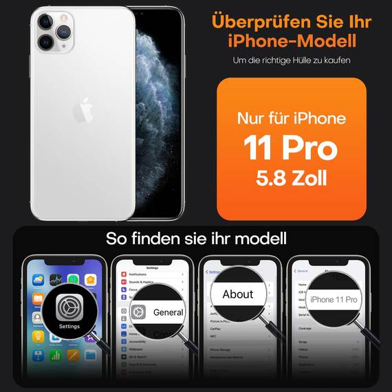 TAURI für iPhone 11 Pro Hülle 5,8" mit Panzer Schutz Glas Folie, Kompatibel mit MagSafe, Schutz nach Militärstandard, [Anti-Vergilbung] Stoßfest Magnetisch Handyhülle - Durchsichtig