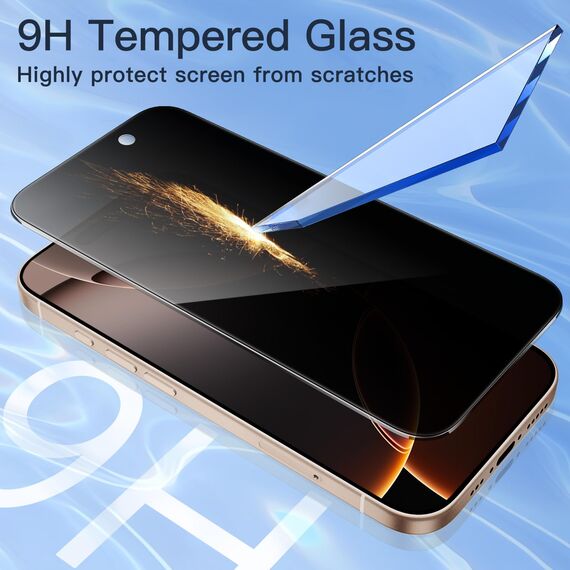 JETech Sichtschutz für iPhone 16 Pro Max 6,9 Zoll, Anti-Spy Gehärtete Glas Schutzfolie mit Einfachem Installationswerkzeug, 28°Anti-Spy, 2 Stück
