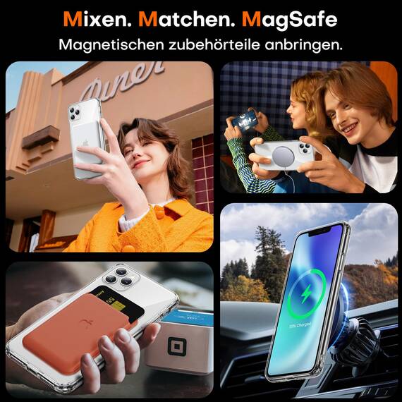 TAURI für iPhone 11 Pro Hülle 5,8" mit Panzer Schutz Glas Folie, Kompatibel mit MagSafe, Schutz nach Militärstandard, [Anti-Vergilbung] Stoßfest Magnetisch Handyhülle - Durchsichtig