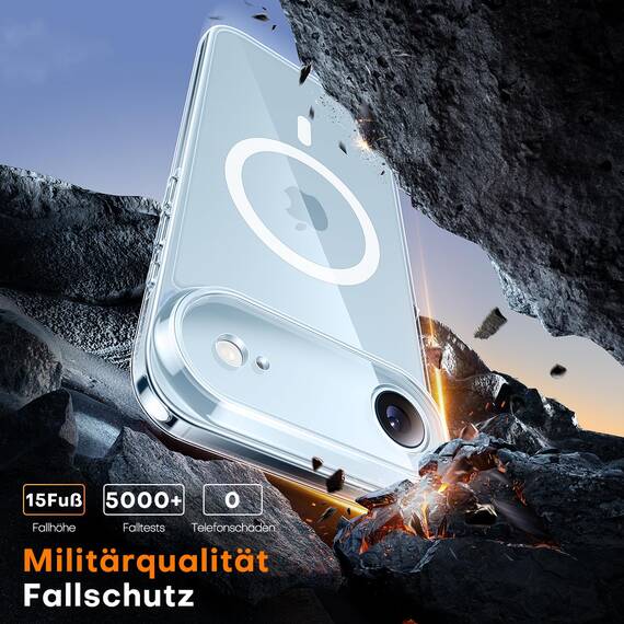 TAURI für iPhone Air Hülle 6,5" mit Panzer Schutz Glas Folie und Kamerasteuerung, Kompatibel mit MagSafe, Vollständiger Kameraschutz, Stoßfest Magnetisch Handyhülle für 17 Air - Durchsichtig