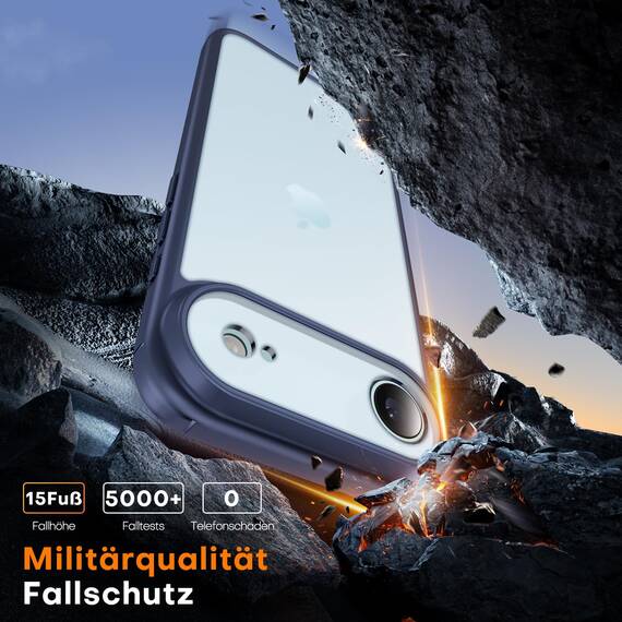 TAURI für iPhone Air Hülle 6,5" mit Panzer Schutz Glas Folie, Vollständiger Kameraschutz, [Anti-Vergilbung] Stoßfest Militärstandard Transparent Handyhülle für 17 Air - Matt Marineblau