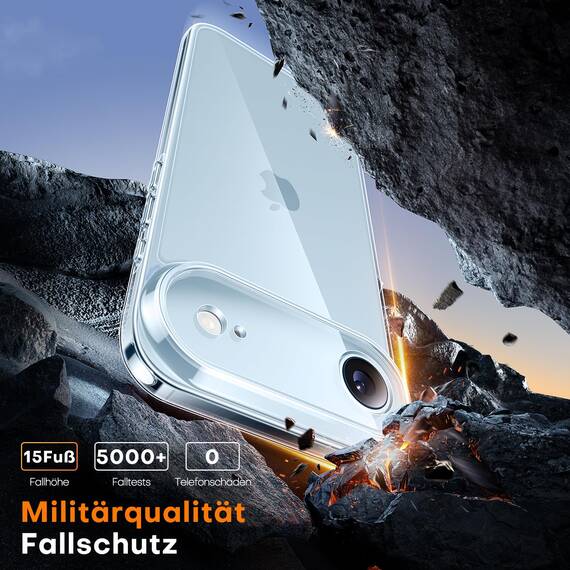 TAURI für iPhone Air Hülle 6,5" mit Panzer Schutz Glas Folie und Kamerasteuerung, Vollständiger Kameraschutz, Stoßfest Magnetisch Handyhülle für 17 Air - Durchsichtig