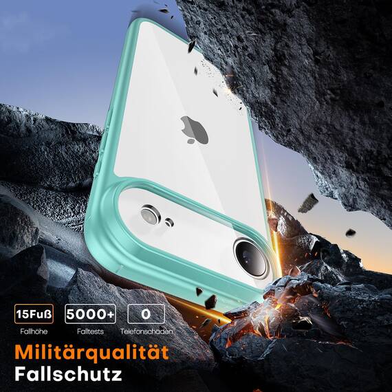 TAURI für iPhone Air Hülle 6,5" mit Panzer Schutz Glas Folie, Vollständiger Kameraschutz, [Anti-Vergilbung] Stoßfest Militärstandard Transparent Handyhülle für 17 Air - Grün