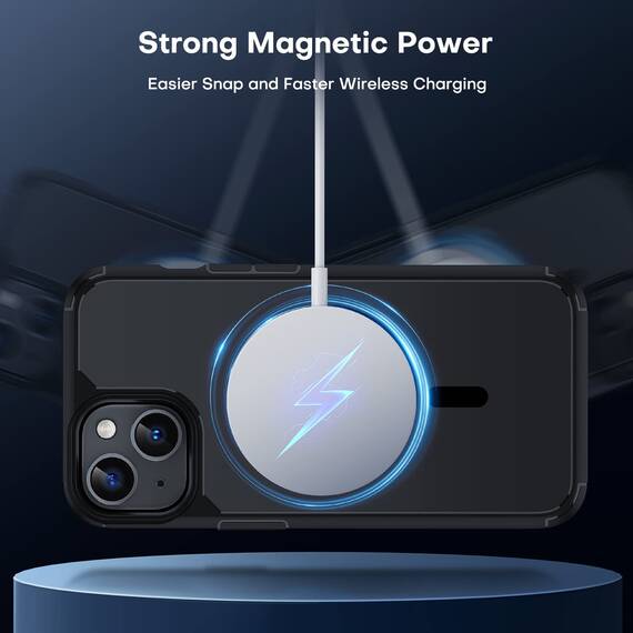 TAURI für iPhone 13/14 Hülle 6,1" mit Panzer Schutz Glas Folie, Kompatibel mit MagSafe, Schutz nach Militärstandard, [Anti-Vergilbung] Stoßfest Magnetisch Handyhülle - Schwarz