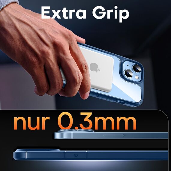 TAURI für iPhone 14 Plus Hülle 6,7" mit Panzer Schutz Glas Folie, Kompatibel mit MagSafe, Schutz nach Militärstandard, [Anti-Vergilbung] Stoßfest Magnetisch Handyhülle - Marineblau