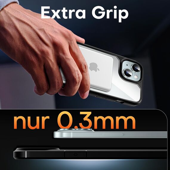 TAURI für iPhone 15 Hülle 6,1" mit Panzer Schutz Glas Folie, Kompatibel mit MagSafe, Schutz nach Militärstandard, [Anti-Vergilbung] Stoßfest Magnetisch Handyhülle - Schwarz