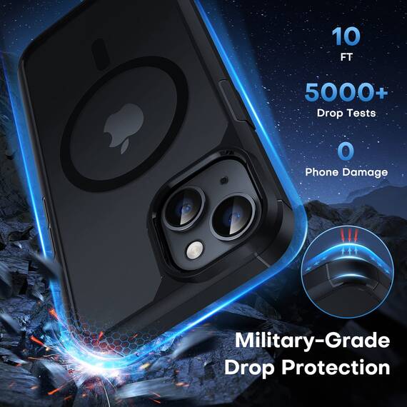 TAURI für iPhone 13/14 Hülle 6,1" mit Panzer Schutz Glas Folie, Kompatibel mit MagSafe, Schutz nach Militärstandard, [Anti-Vergilbung] Stoßfest Magnetisch Handyhülle - Schwarz