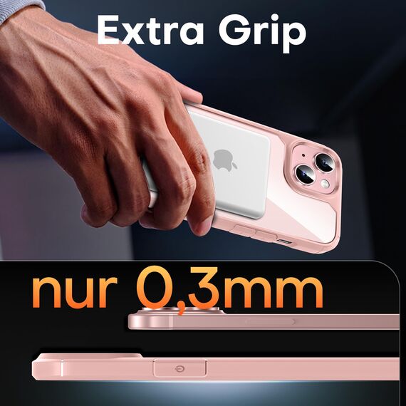 TAURI für iPhone 15 Hülle 6,1" mit Panzer Schutz Glas Folie, Kompatibel mit MagSafe, Schutz nach Militärstandard, [Anti-Vergilbung] Stoßfest Magnetisch Handyhülle - Rosa