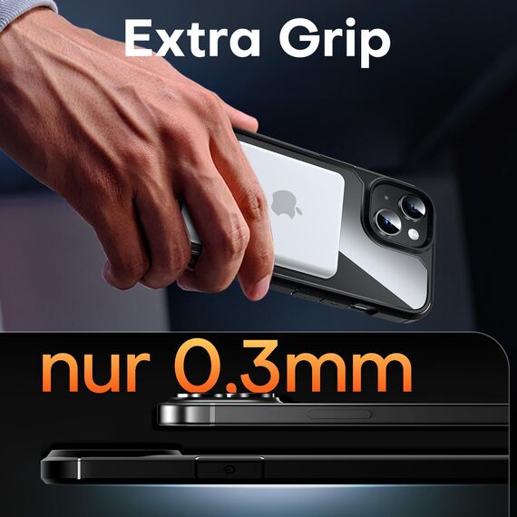 TAURI für iPhone 14 Hülle 6,1" mit Panzer Schutz Glas Folie, Kompatibel mit MagSafe, Schutz nach Militärstandard, [Anti-Vergilbung] Stoßfest Magnetisch Handyhülle - Schwarz