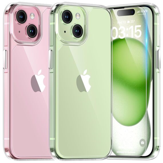 TAURI für iPhone 15 Hülle 6,1" mit Panzer Schutz Glas Folie, Kompatibel mit MagSafe, Schutz nach Militärstandard, [Anti-Vergilbung] Stoßfest Magnetisch Handyhülle - Transparente