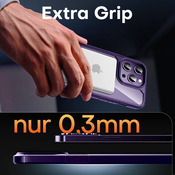TAURI für iPhone 14 Pro Max Hülle 6,7" mit Panzer Schutz Glas Folie und Kameraschutz, Kompatibel mit MagSafe, [Anti-Vergilbung] Stoßfest Magnetisch Handyhülle - Dunkellila