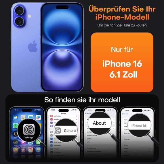 TAURI für iPhone 16 Hülle 6,1" mit Panzer Schutz Glas Folie, Kompatibel mit MagSafe, Schutz nach Militärstandard, [Anti-Vergilbung] Stoßfest Magnetisch Handyhülle - Transparente