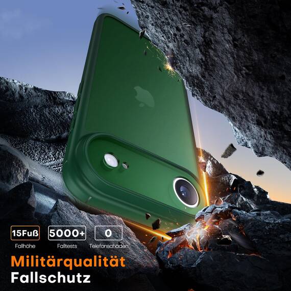 TAURI für iPhone Air Hülle 6,5" mit Panzer Schutz Glas Folie, Vollständiger Kameraschutz, [Anti-Vergilbung] Stoßfest Militärstandard Transparent Handyhülle für 17 Air - Matt Gebirgswaldgrün
