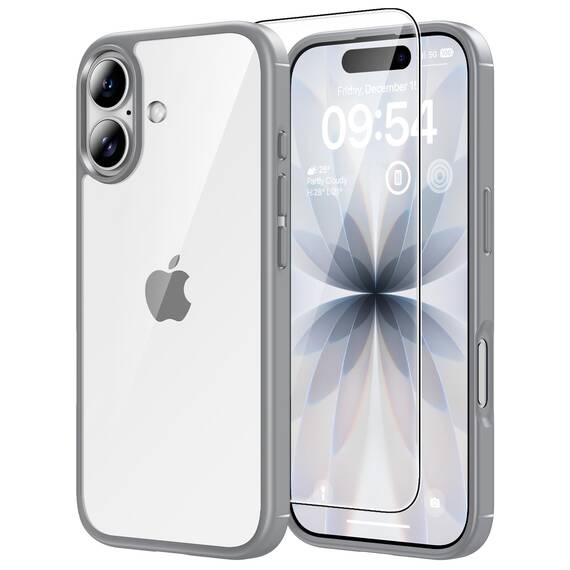 TAURI für iPhone 17 Hülle 6,3" mit Panzer Schutz Glas Folie, Schutz nach Militärstandard, [Anti-Vergilbung] Stoßfest Militärstandard Transparent Handyhülle - Titan Natur