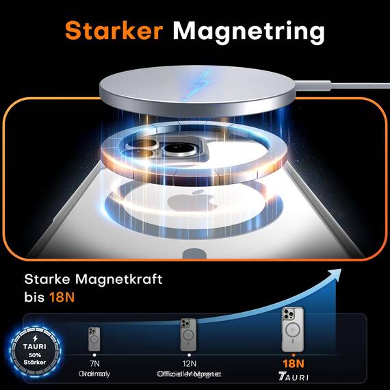 TAURI für iPhone 16 Pro Max Hülle 6,9" mit Panzer Schutz Glas Folie, Kompatibel mit MagSafe, Schutz nach Militärstandard, [Anti-Vergilbung] Stoßfest Magnetisch Handyhülle - Titan Natur