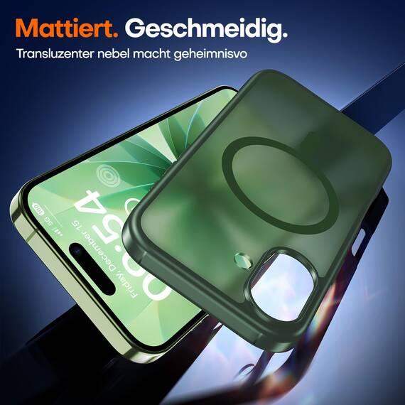 TAURI für iPhone 17 Hülle 6,3" mit Panzer Schutz Glas Folie, Kompatibel mit MagSafe, Schutz nach Militärstandard, [Anti-Vergilbung] Stoßfest Transparent Magnetisch Handyhülle - Matt Gebirgswaldgrün