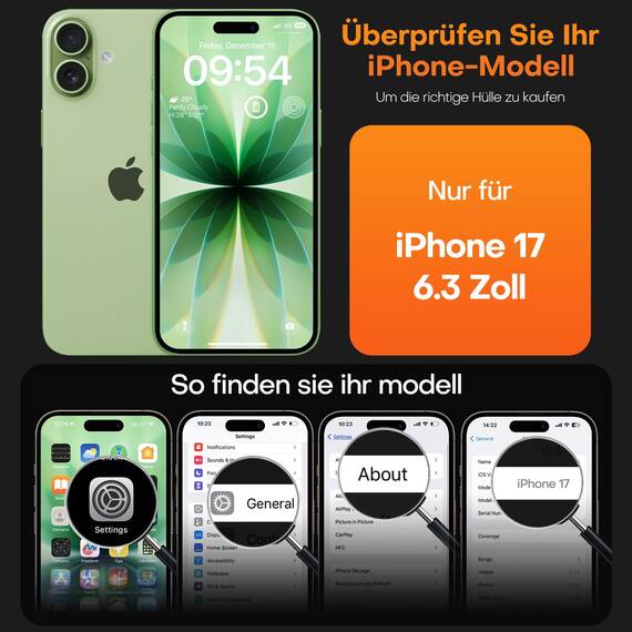 TAURI für iPhone 17 Hülle 6,3" mit Panzer Schutz Glas Folie, Kompatibel mit MagSafe, Schutz nach Militärstandard, [Anti-Vergilbung] Stoßfest Transparent Magnetisch Handyhülle - Matt Gebirgswaldgrün