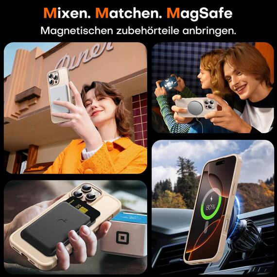 TAURI für iPhone 16 Pro Max Hülle 6,9" mit Panzer Schutz Glas Folie, Kompatibel mit MagSafe, Schutz nach Militärstandard, [Anti-Vergilbung] Stoßfest Magnetisch Handyhülle - Wüstensand