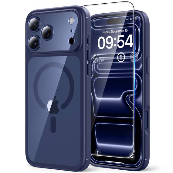 TAURI für iPhone 17 Pro Max Hülle 6,9" mit Panzer Schutz Glas Folie, Kompatibel mit MagSafe, Vollständiger Kameraschutz, Stoßfest Militärstandard Magnetisch Handyhülle - Marineblau