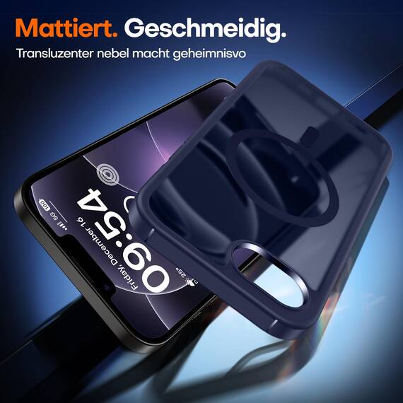 TAURI für iPhone 17e / iPhone 16e Hülle 6,1" mit Panzer Schutz Glas Folie, Kompatibel mit MagSafe, Schutz nach Militärstandard, [Anti-Vergilbung] Stoßfest Magnetisch Handyhülle - Matt Marineblau