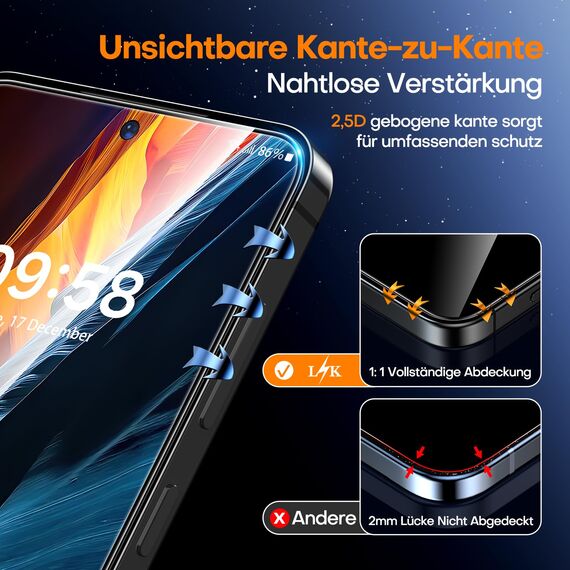 LϟK für Samsung Galaxy S25 für Panzerglas mit 2 Stück HD-Hartglasfolie, [Auto-Installation] Kratzfest für Samsung S25 Schutzfoile, 0 Staub & Blasen, Anti-Fingerabdruck