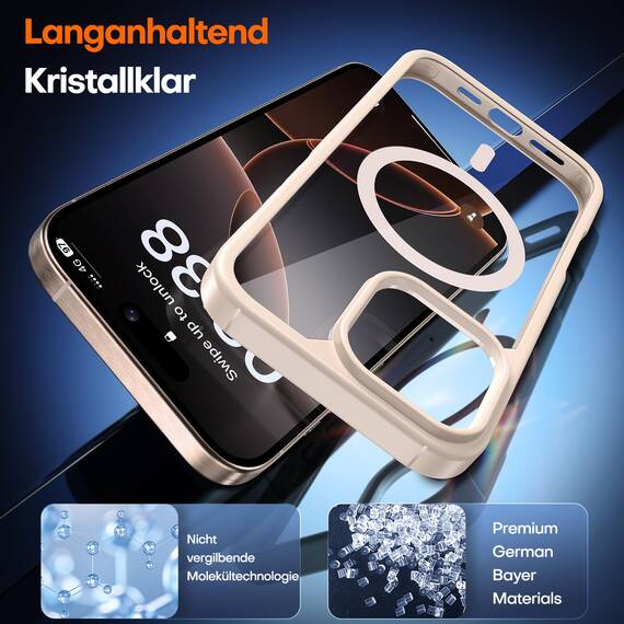 TAURI für iPhone 16 Pro Max Hülle 6,9" mit Panzer Schutz Glas Folie, Kompatibel mit MagSafe, Schutz nach Militärstandard, [Anti-Vergilbung] Stoßfest Magnetisch Handyhülle - Wüstensand