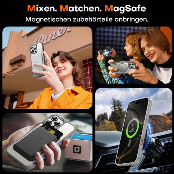 TAURI für iPhone 16 Pro Max Hülle 6,9" mit Panzer Schutz Glas Folie, Kompatibel mit MagSafe, Schutz nach Militärstandard, [Anti-Vergilbung] Stoßfest Magnetisch Handyhülle - Titan Natur