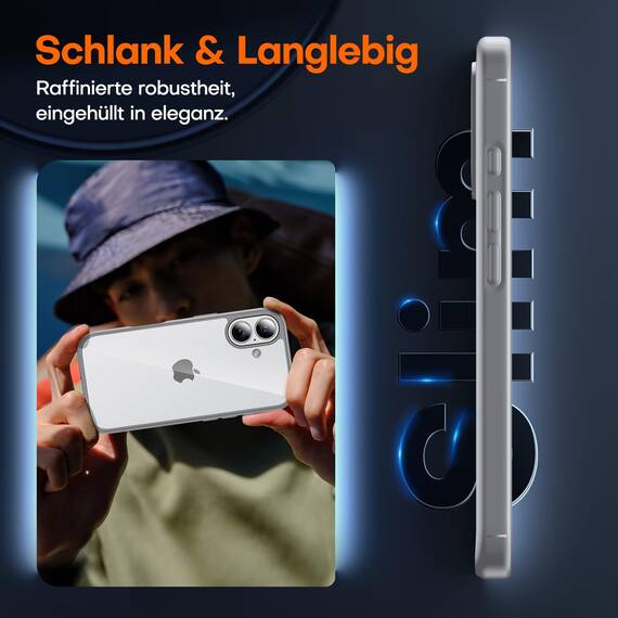 TAURI für iPhone 17 Hülle 6,3" mit Panzer Schutz Glas Folie, Schutz nach Militärstandard, [Anti-Vergilbung] Stoßfest Militärstandard Transparent Handyhülle - Titan Natur