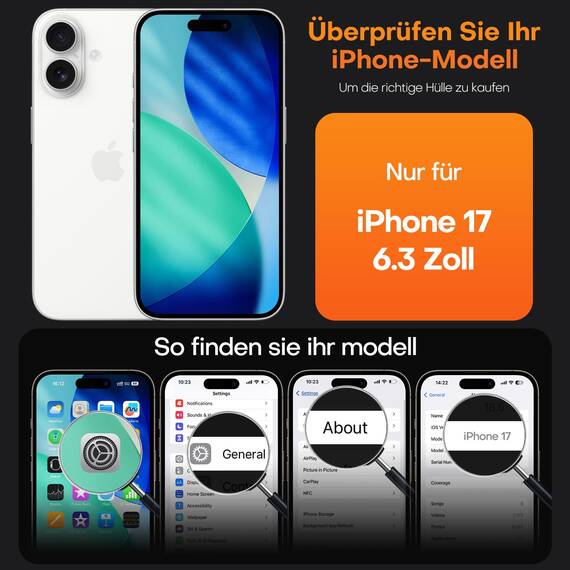 TAURI für iPhone 17 Hülle 6,3" mit Panzer Schutz Glas Folie, Schutz nach Militärstandard, [Anti-Vergilbung] Stoßfest Militärstandard Transparent Handyhülle - Titan Natur
