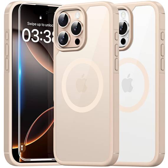 TAURI für iPhone 16 Pro Max Hülle 6,9" mit Panzer Schutz Glas Folie, Kompatibel mit MagSafe, Schutz nach Militärstandard, [Anti-Vergilbung] Stoßfest Magnetisch Handyhülle - Wüstensand