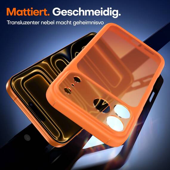 TAURI für iPhone 17 Pro Max Hülle 6,9" mit Panzer Schutz Glas Folie, Vollständiger Kameraschutz, [Anti-Vergilbung] Stoßfest Militärstandard Transparent Handyhülle - Matt Orange