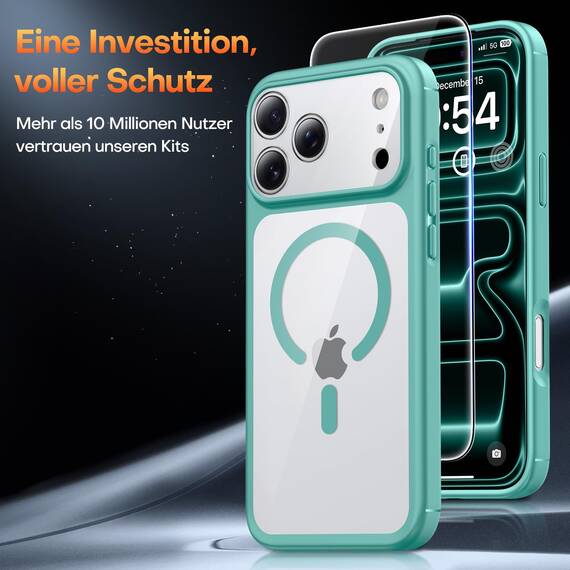 TAURI für iPhone 17 Pro Max Hülle 6,9" mit Panzer Schutz Glas Folie, Kompatibel mit MagSafe, Vollständiger Kameraschutz, Stoßfest Militärstandard Magnetisch Handyhülle - Grün