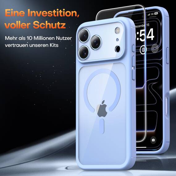 TAURI für iPhone 17 Pro Max Hülle 6,9" mit Panzer Schutz Glas Folie, Kompatibel mit MagSafe, Vollständiger Kameraschutz, Stoßfest Militärstandard Magnetisch Handyhülle - Sternenblau