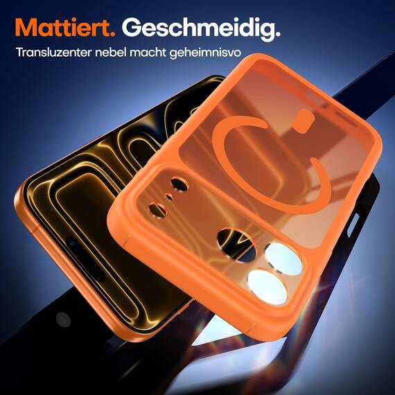 TAURI für iPhone 17 Pro Max Hülle 6,9" mit Panzer Schutz Glas Folie, Kompatibel mit MagSafe, Vollständiger Kameraschutz, Stoßfest Militärstandard Magnetisch Handyhülle - Matt Orange