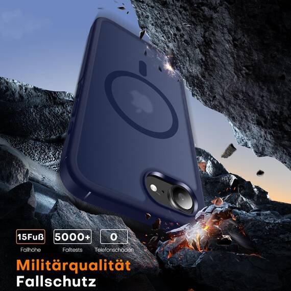 TAURI für iPhone 17e / iPhone 16e Hülle 6,1" mit Panzer Schutz Glas Folie, Kompatibel mit MagSafe, Schutz nach Militärstandard, [Anti-Vergilbung] Stoßfest Magnetisch Handyhülle - Matt Marineblau