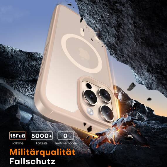 TAURI für iPhone 16 Pro Max Hülle 6,9" mit Panzer Schutz Glas Folie, Kompatibel mit MagSafe, Schutz nach Militärstandard, [Anti-Vergilbung] Stoßfest Magnetisch Handyhülle - Wüstensand