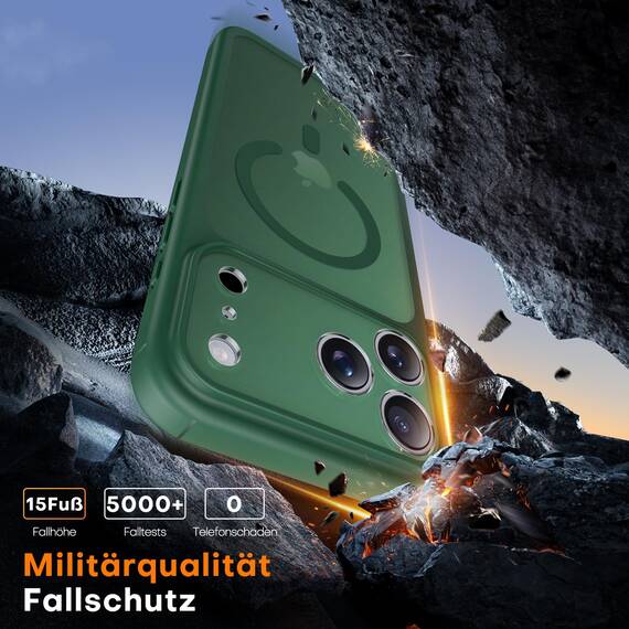 TAURI für iPhone 17 Pro Max Hülle 6,9" mit Panzer Schutz Glas Folie, Kompatibel mit MagSafe, Vollständiger Kameraschutz, Stoßfest Militärstandard Magnetisch Handyhülle - Matt Gebirgswaldgrün