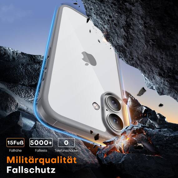 TAURI für iPhone 17 Hülle 6,3" mit Panzer Schutz Glas Folie, Schutz nach Militärstandard, [Anti-Vergilbung] Stoßfest Militärstandard Transparent Handyhülle - Titan Natur