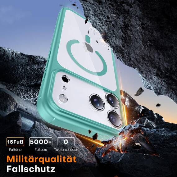 TAURI für iPhone 17 Pro Max Hülle 6,9" mit Panzer Schutz Glas Folie, Kompatibel mit MagSafe, Vollständiger Kameraschutz, Stoßfest Militärstandard Magnetisch Handyhülle - Grün