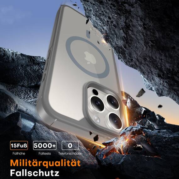 TAURI für iPhone 16 Pro Max Hülle 6,9" mit Panzer Schutz Glas Folie, Kompatibel mit MagSafe, Schutz nach Militärstandard, [Anti-Vergilbung] Stoßfest Magnetisch Handyhülle - Titan Natur
