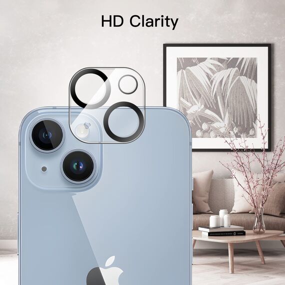 JETech Full Screen Schutzfolie für iPhone 14 Plus 6,7 Zoll mit Kameraschutz, Panzer Schutz Glas Displayschutz Folie Kamera, HD Klar, 2 Stück Jeweils