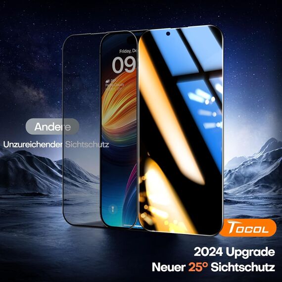 TOCOL für iPhone 12 Mini für Schutzglas Sichtschutz, Automatische Installation 9H Härte Stoßfest Kratzfest Anti-Fingerabdruck Anti-Bläschen Anti-Spy Schutzfolie für iPhone 12 Mini, 2 Stück