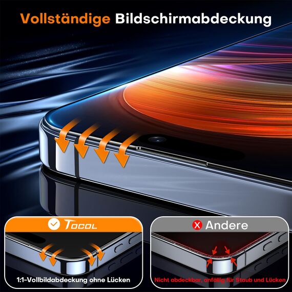 TOCOL für Panzerglas Sichtschutz für iPhone 11, iPhone XR, Automatische Installation 9H Stoßfest Kratzfest Anti-Fingerabdruck Anti-Bläschen Anti-Spy Schutzfolie, Kompatibel mit Hülle, 2 Stück