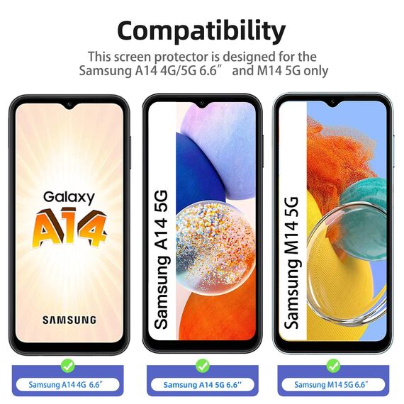 NEW'C 3 Stück für Samsung Galaxy A14 5G/4G, M14 5G für Panzerglas, Frei von Kratzern, 9H Härte, HD Displayschutzfolie, 0.33mm Ultra-klar, Ultrabeständig