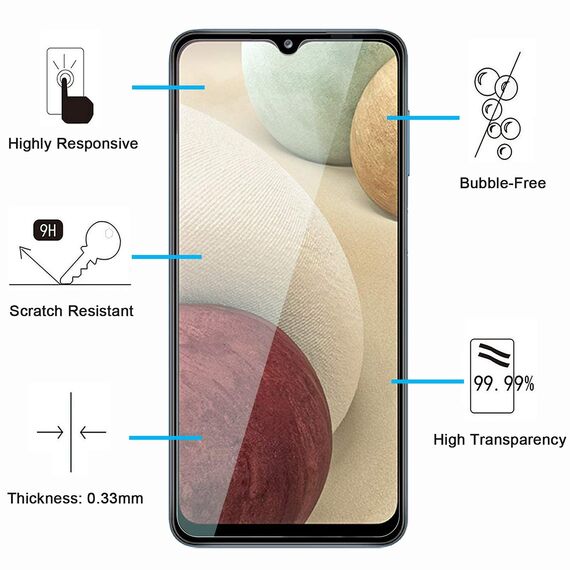 NEW'C 3 Stück für Samsung Galaxy A12 für Panzerglas, Frei von Kratzern, 9H Härte, HD Displayschutzfolie, 0.33mm Ultra-klar, Ultrabeständig