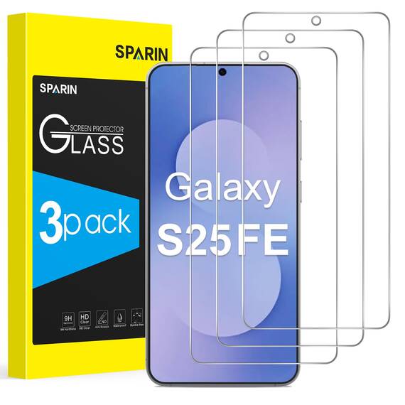 SPARIN 3 Stück für Samsung Galaxy S25 FE Panzer Schutz Glas, Fingerabdruck-ID Kompatibel, HD-Klar, 9H Härte, 6,7 zoll, Anti-Kratzen